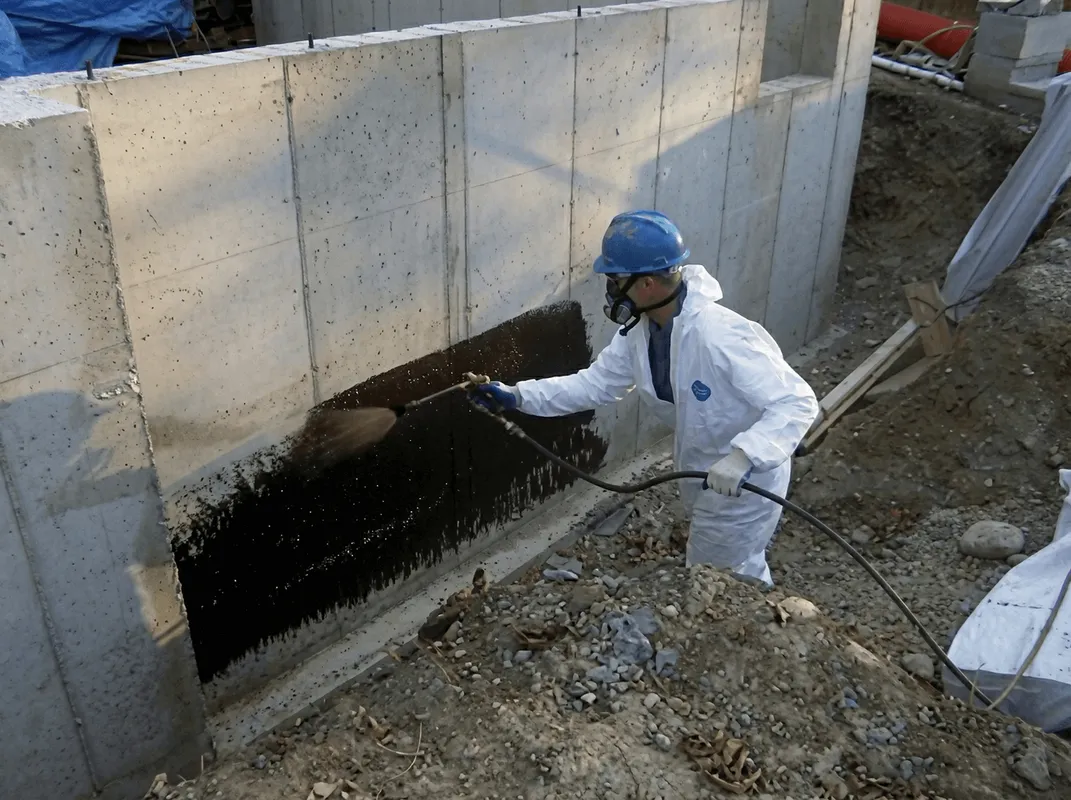 Professional waterproofing the exterior walls of the basement in Salt Lake City, UT